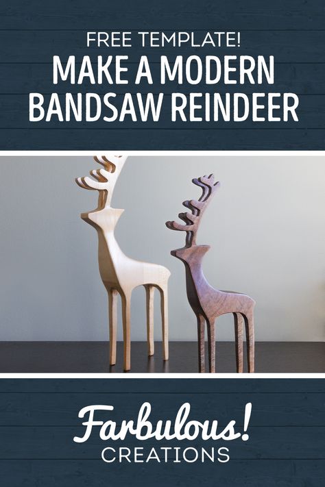 A super simple and gorgeous bandsaw reindeer you can make in as little as 30 minutes! Makes a great mantle piece or gift #christmasdecor #homemade #freetemplate Raindeer Crafts, 3d Reindeer, Reindeer Diy, Bandsaw Projects, Jigsaw Projects, Wood Reindeer, Christmas Diy Wood, Woodworking Jigsaw, Reindeer Craft