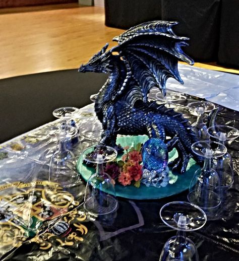 Dragon Centerpiece Dragon Table Decorations, Dragon Centerpiece, Senior Table, Dragon Table, Dragon Wedding, Dragon Birthday, Harry Potter Wedding, Dragon Party, Fantasy Wedding