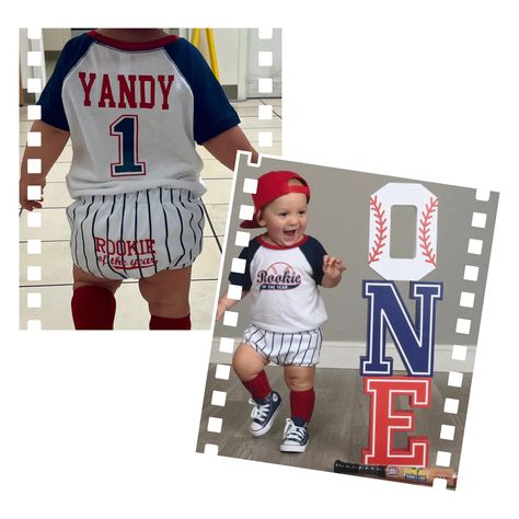 Rookie Of The Year Outfit, Baseball Cake Smash, 1st Birthday Theme Ideas, Lil Slugger, Baseball Theme Birthday, Baseball First Birthday, Baseball Cake, The Creeper, 1st Birthday Themes