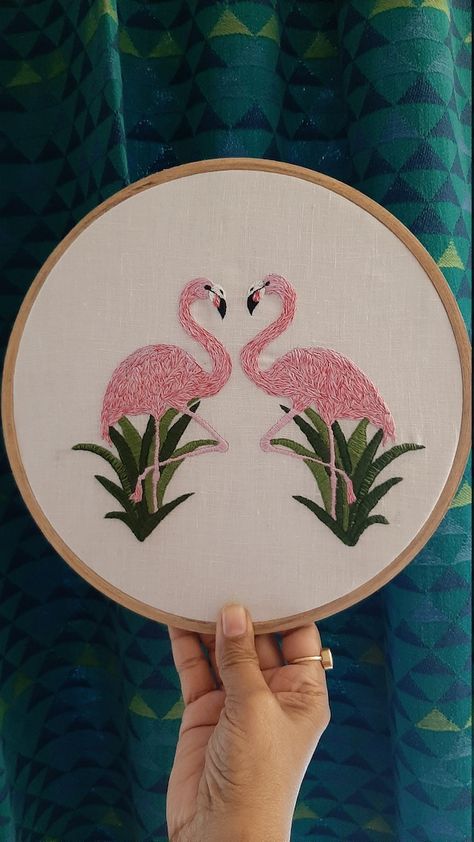 HazelCraftsStore - Etsy Turkey Bird Hand Embroidery, Flamingo Embroidery, Romantic Embroidery, Flamingo Craft, Embroidery Stitches Beginner, Simple Hand Embroidery Patterns, Embroidery Online, Bee Creative, Bee Embroidery