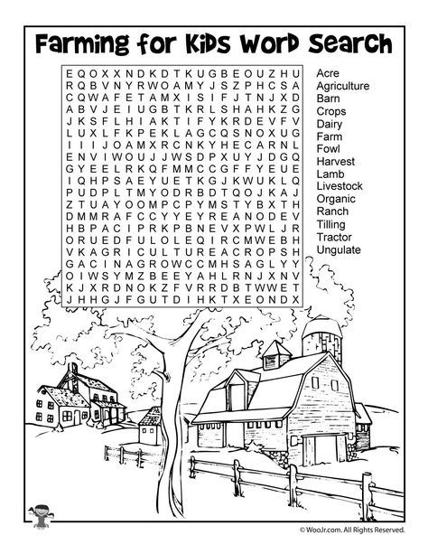 Farming for Kids - Word Search Worksheet Farm Word Search, Farming Activities For Kids, Agriculture Worksheets, Ag Activities, Farming Crafts, Farm Worksheets, Farm Worksheet, Harvest Activities, Farm Week