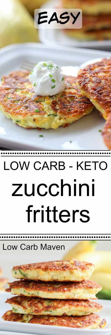 Low Carb Zucchini Fritters Easy Zucchini Fritters, Comidas Keto, Keto Zucchini, Low Carb Maven, Fritters Recipe, Easy Zucchini, Low Carb Zucchini, Zucchini Fritters, Lchf Recipes