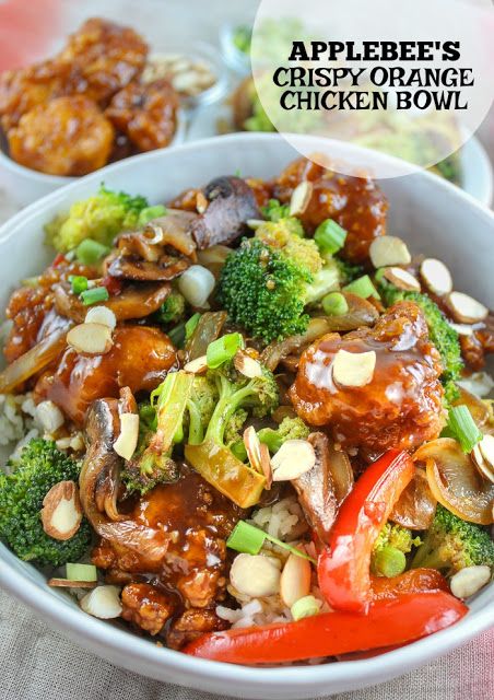 Copycat Restaurant Recipes Applebees, Orange Chicken Bowl, Copycat Applebees, Crispy Orange Chicken, Applebees Recipes, Heavy Meals, Crispy Food, Bowl Chicken, Orange Recipe