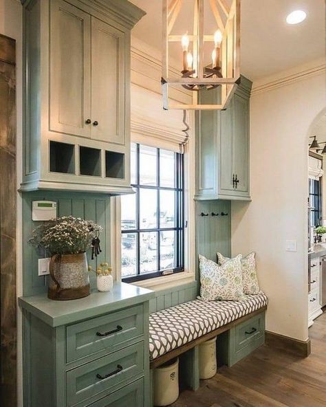 Cottage Mudroom, Minimalist Living Room Decor, Mudroom Bench, Home Upgrades, Cabinet Colors, Bench With Storage, Shoe Storage, Farmhouse Kitchen, Storage Bench