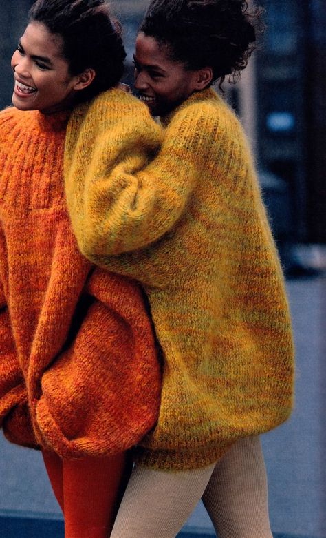 knitgrandeur:  knitGrandeur: Balloon Effect #yellow #orange Mode Prints, 1980s Fashion, Looks Street Style, Ținută Casual, Perry Ellis, Fashion Business, Sporty Chic, Knit Fashion, 80s Fashion