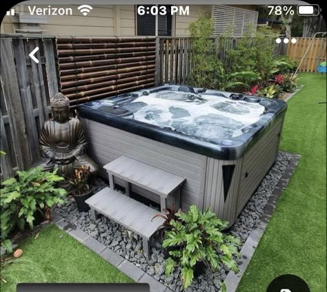 Hot Tub On Gravel Ideas, Hot Tub On Grass Ideas, Simple Hot Tub Ideas Backyard, Small Space Hot Tub Ideas, Hot Tub On Gravel Pad, Hot Tub On Gravel, Inflatable Hot Tub Ideas Backyard Budget, Hot Tub Ideas Backyard Landscaping, Hot Tub Ideas Backyard Budget