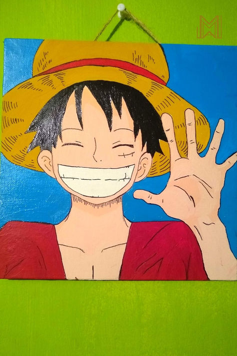 My hope is to share my knowledge with you so you too can expand your love for the arts. Thank you for your interest! Painting Ideas On Canvas 30x30, One Piece Luffy Canvas Painting, One Piece Painting Easy, One Piece Painting Canvases, One Piece Anime Painting, Luffy Painting, One Piece Painting, Luffy Art, Colour Sketches