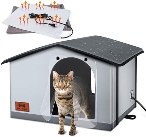 SHU UFANRO Insulated Heated Cat House Indoor/Outdoor, Weatherproof Cat House with Heated Pad for Winter, Outside Shelter for Feral Cats and Small Dogs (17"x13"x12") Check more at https://test4your.com/index.php/2023/11/08/shu-ufanro-insulated-heated-cat-house-indoor-outdoor-weatherproof-cat-house-with-heated-pad-for-winter-outside-shelter-for-feral-cats-and-small-dogs-17x13x12/ Cat House Indoor, Heated Cat House, Feral Cat House, Winter Outside, Cat Houses Indoor, Outdoor Cat House, Mini Dogs, Outdoor Cats, Feral Cats