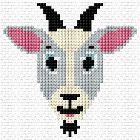 Goat Cross Stitch, Cross Stitch Calculator, Plastic Canvas Ornaments, Pixel Art Pattern, Dmc Thread, Online Pattern, Cross Stitch Art, Plastic Canvas, Cross Stitch Designs