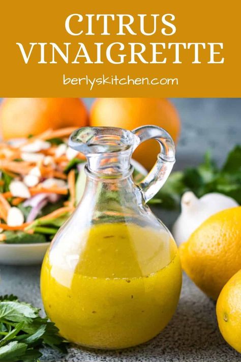 Our simple citrus vinaigrette recipe combines the crisp flavors of lemons and oranges to create a sweet yet tart salad dressing! #berlyskitchen Italian Salad Dressing Homemade, Dressings Recipes, Italian Dressing Recipes, Salad Dressing Recipes Healthy, Homemade Italian Dressing, Zesty Italian Dressing, Citrus Vinaigrette, Easy Salad Dressing, Vinaigrette Recipe