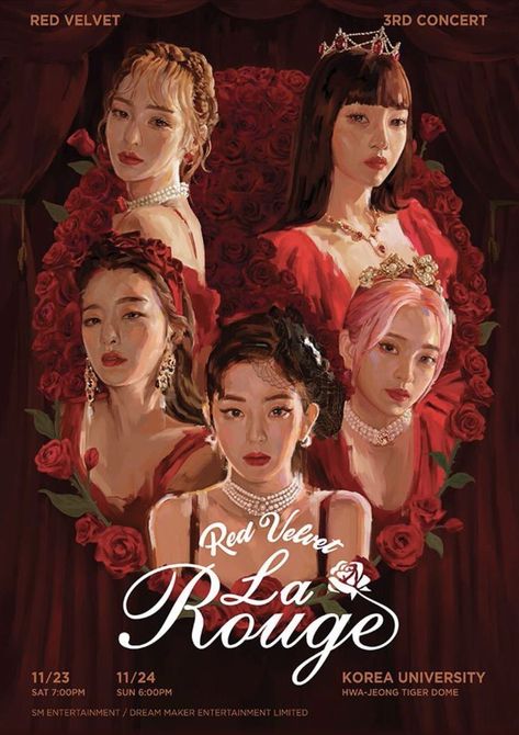 Red Velvet turns into gorgeous princesses in teaser poster for their third concert 'La Rouge' Korea University, Got7 Jackson, Kpop Drawings, Kpop Posters, Red Velvet Irene, Kpop Fanart, Vixx, Concert Posters, Kpop Wallpaper