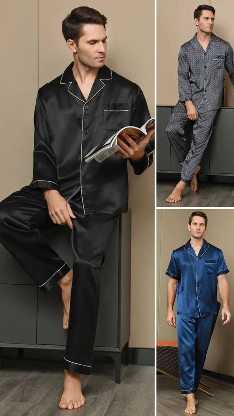 Pyjamas For Men, Mens Silk Pajamas, Silk Pjs, Silk Pyjamas, Best Gifts For Him, Silk Robe, Silk Pajamas, Mens Pajamas, Best Gift