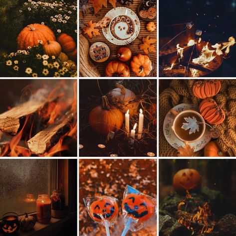 Pumpkin Bonfire, Bath and Body Works, moodboards, aesthetics, my edits Fall Moodboard Aesthetic, Fall Mood Board Aesthetic, Halloween Character Ideas, Halloween Mood Board, Yaelokre Oc, Halloween Moodboard, Brown Moodboard, October Moodboard, Pumpkin Story