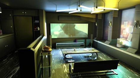 cyberpunk style interior by 100redeye on DeviantArt Cyberpunk Interior Design, Cyberpunk House, Cyberpunk Apartment, Cyberpunk Interior, Sci Fi Room, Cyberpunk Room, Futuristic Decor, Concept Art Landscape, Futuristic Interior Design