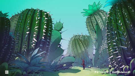 Desert Forest Concept Art, Cactus Concept Art, Fantasy Biomes, Cactus Forest, Fantasy Plants, Green Journal, Desert Biome, Fantasy Concept, Novel Characters