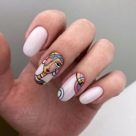 Oval Nails Spring, Picasso Nails, Pop Art Nails, New Nail Art Design, Art Deco Nails, Wow Nails, Fall Nail Art Designs, Subtle Nails, Trendy Nail Art Designs