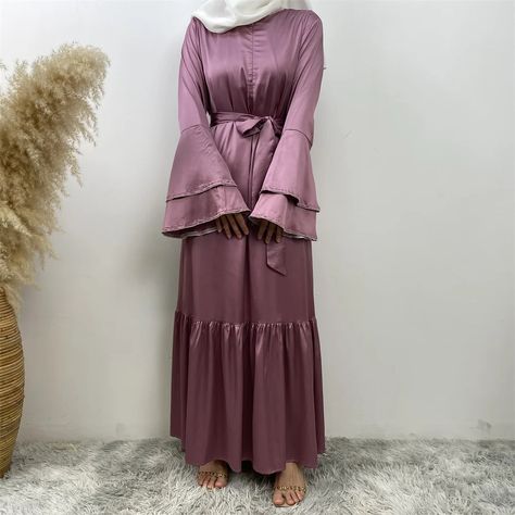 Middle East Muslim new sweet style petal sleeve splicing dress Arab Turkey African popular women's dress color Ding long dress Arab Fashion, Islamic Fashion, Abayas Fashion, Muslim Fashion, Clothes