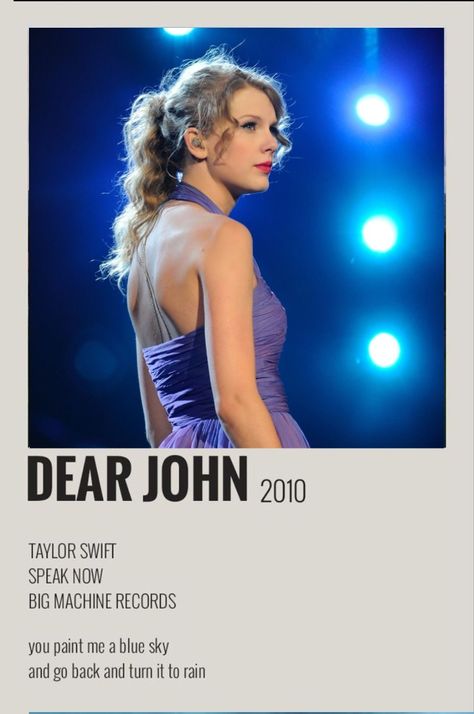 Dear John Taylor Swift Polaroid Poster, Speak Now Polaroid, Dear John Taylor Swift, Taylor Swift Song Poster, Shining Like Fireworks, Taylor Swift Polaroid Poster, Taylor Swift Dear John, Taylor Swift Polaroid, Speak Now Taylors Version