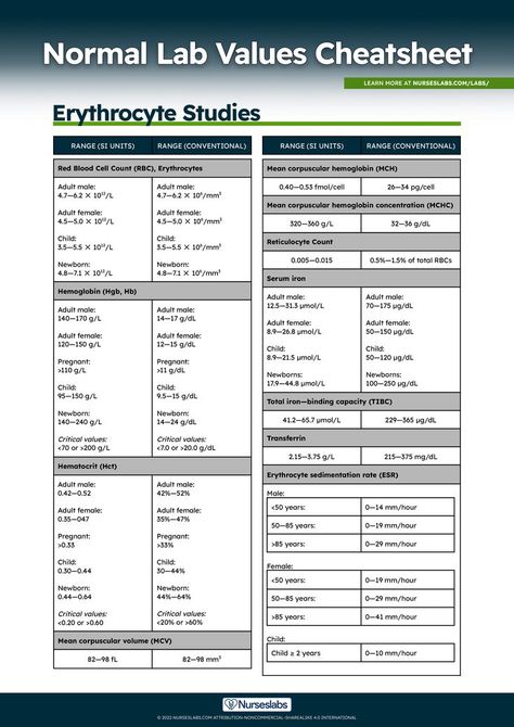 Free downloadable cheat sheet of normal lab values reference guide. Lab Values Nursing, Normal Lab Values, Laboratory Values, Arterial Blood Gases, Nursing Labs, Glucose Tolerance Test, Osmotic Pressure, Arterial Blood Gas, Nurse Study Notes