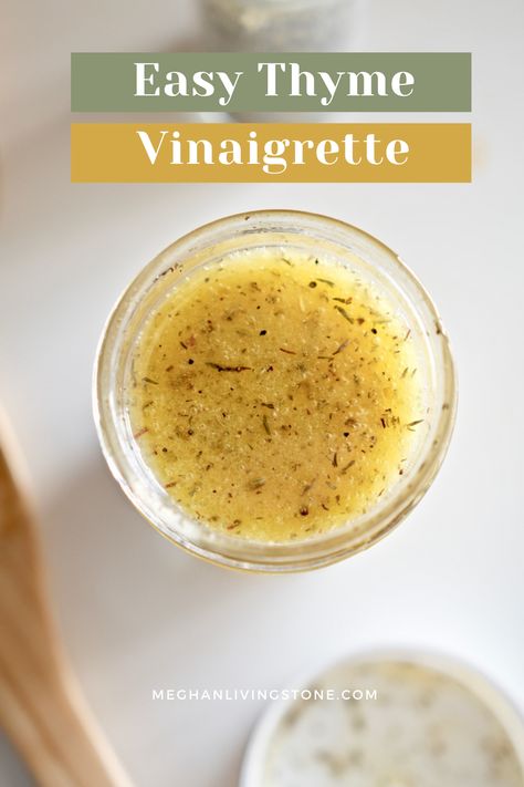 Thyme Vinaigrette, Olive Oil Salad Dressing, Diy Salad Dressing, Gourmet Salad, Thyme Recipes, Vegan Dressing, Salad Dressing Recipe, Salad Dressing Recipes Homemade, Tracker Free