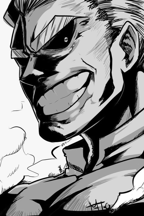 All Might B/W Toshinori Yagi, Boku No Academia, White Drawing, Japon Illustration, All Might, Hero Wallpaper, Buko No Hero Academia, Manga Pages, Black And White Drawing