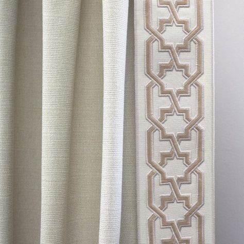 Curtain Trim Ideas, Curtain Detail, Curtain Border, Sophie Paterson, Curtain Trim, Drapery Styles, Beige Curtains, Tiles Ideas, Drapery Designs