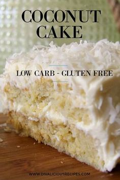 Gluten Free Coconut Cake, Coconut Cream Cheese, Coconut Cream Cheese Frosting, Cake With Coconut, Coconut Flour Recipes, Desserts Keto, Low Carb Cake, Postre Keto, Low Carb Dessert