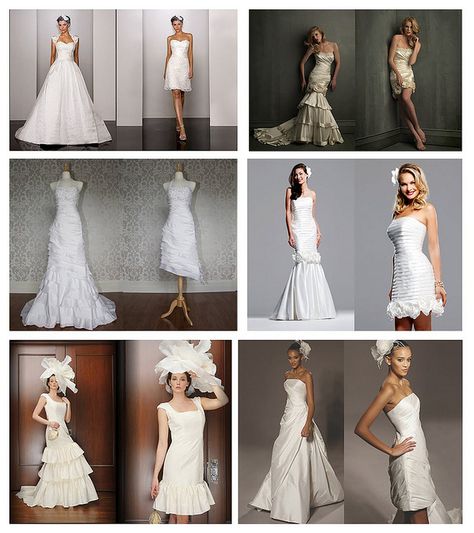 Love all these 2 in 1 dresses! Wedding Dress Long To Short, Wedding Dress Convertible, Convertible Wedding Dress, 2 In 1 Wedding Dress, Convertible Wedding Dresses, Detachable Wedding Dress, Wedding Dresses Videos, Popular Wedding Dresses, Sleeve Wedding Dress