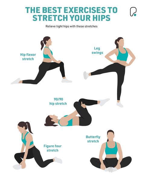 Hip Flexibility Stretches, Stretches For Tight Hips, Hip Exercises For Women, Hip Strengthening Exercises, Hip Flexor Exercises, Hip Flexibility, Hip Exercises, Hip Flexor Stretch, Tight Hip Flexors