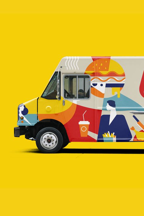 Illustrartion for Food truck Food Truck Illustration Design, Food Truck Graphic Design, Truck Illustration Design, Food Truck Design Graphics, Food Truck Poster, Food Truck Aesthetic, Food Truck Illustration, Food Truck Branding, Food Truck Design Logo