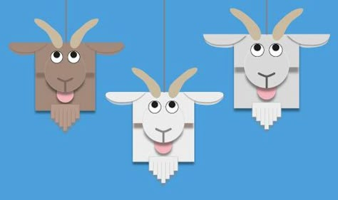 To celebrate the Year of the Goat, use our free printable template to make a goat mobile. #chinesenewyear Goat Crafts For Kids, Sheep Puppet, Goat Craft, Year Of The Goat, Three Billy Goats Gruff, Puppet Craft, Billy Goats Gruff, Farm Craft, Farm Preschool