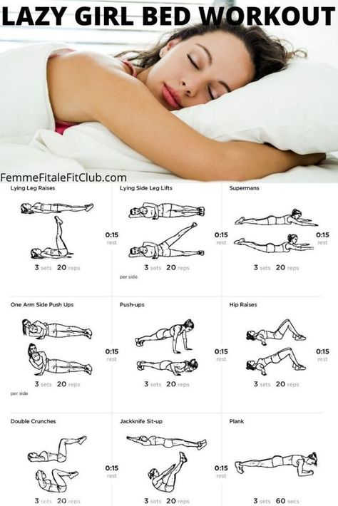 Not feeling like going to far to get your exercise in? Then try these 8 amazing exercises you can do right in your own bed when you're feeling lazy. #exercise #bedworkout #lazygirlworkout #lazyworkout #lowimpact #bedridden #fitness #fitfam #workingonmyfitness #babenation #womenshealth Lazy Girl Workout, Girl Bed, Sixpack Workout, Bed Workout, Girl Workout, Reduce Thigh Fat, Motivasi Diet, Lose Thigh Fat, Laying In Bed