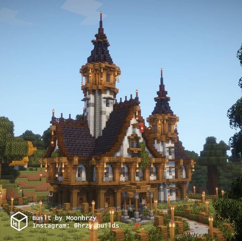 Fantasy Manor House, Fantasy Manor, Minecraft Medieval Village, Castle Village, Minecraft Medieval House, Survival Minecraft, Minecraft Shops, Minecraft Mansion, Minecraft Structures