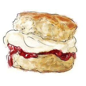 Scone with jam and cream Potato Scone, Fall Menus, Scones And Jam, Apple Scones, Fall Tea, Chocolate Scones, Tea Illustration, Scones Easy, Dessert Illustration