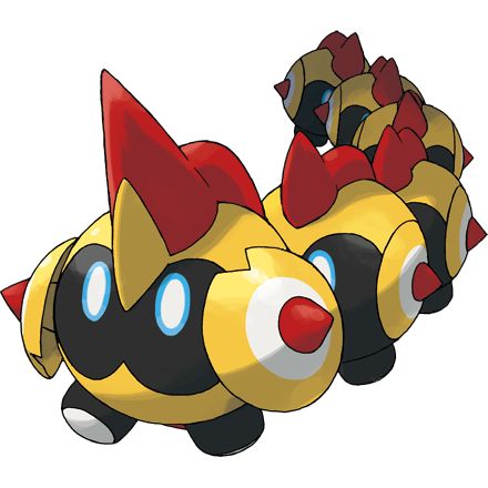 Falinks (タイレーツ Taireetsu) is a fighting-type Pokémon introduced in Generation VIII. Falinks consists of six individual Pokémon. Each one of them is round and black with two legs. Their eyes are solid white with a blue outline, and there is no discernible mouth. Their armor is yellow with white area around the side, as well as red points. There is also red spikes on their heads. The leader, known as the brass, has a larger spike. Pokemon Shifting, Yusuke Kozaki, Pokemon Mega, Ariel Disney, Oc Pokemon, First Pokemon, The Trooper, Arte Alien, Pokemon Pokedex