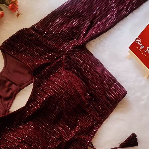 Whatsapp @ 7676623238 Maroon Blouse, Velvet Blouse, Velvet Blouses, Bridesmaid Style, Velvet Fashion, Bride Tribe, Full Sleeves, Matching Outfits, Full Sleeve