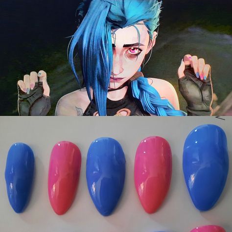 Jinx Nails Arcane, Arcane Nails, Jinx Nails, Punk Nails, Cute Simple Nails, Anime Nails, Really Cute Nails, Cute Gel Nails, Gel Nail Designs