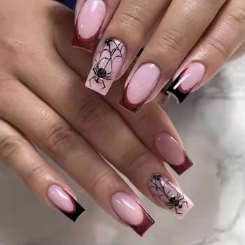 Halloween Nails - AliExpress Nails With Red, Fake Nail Tips, Halloween Press On Nails, Moon Nails, Nail Type, Red Blood, Fake Nail, Square Head, White French