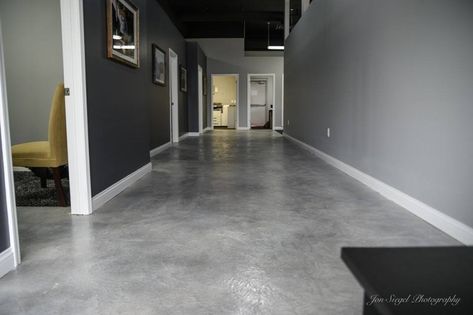 Stained Gray Concrete Floors, Black And Gray Stained Concrete, Concrete Overlay Interior, Grey Stained Concrete Floors, Stained Concrete Floors Farmhouse, Gray Concrete Floors, Gray Concrete Stain, Cement Floors In House, Grey Concrete Floor