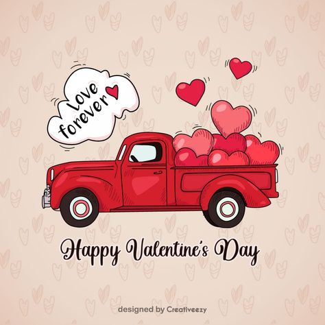 happy-valentines-day-truck-full-of-hearts-vector-illustration Heart Pattern Background, Valentine Truck, Expression Of Love, Valentines Design, A Truck, Happy Valentine's Day, Happy Valentines, Happy Valentine's, Colorful Heart