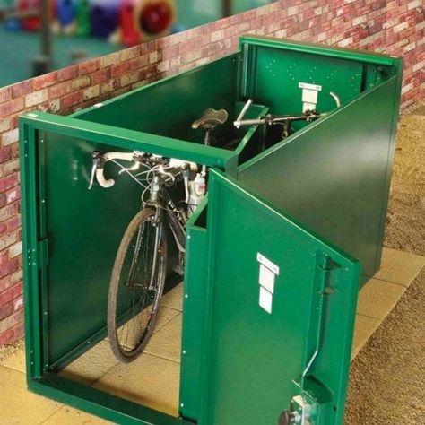 A guide for finding a suitable and secure storage unit for your bicycle. Garden Bike Storage, Bike Locker, Outdoor Bike Storage, Scooter Storage, Gates And Railings, Outdoor Biking, Bicycle Storage, Fencing & Gates, Bike Store