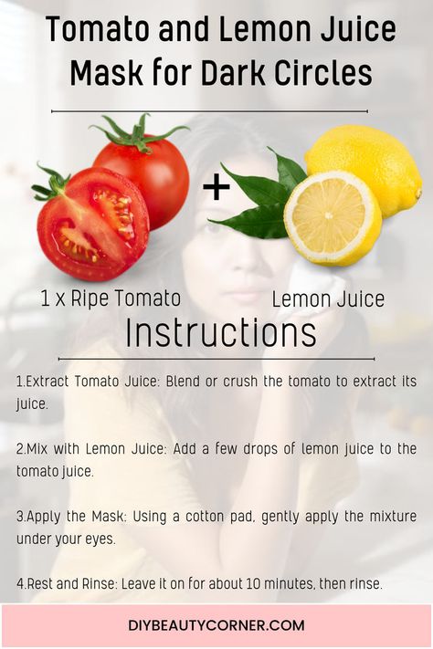 Tomatoes and lemons are more than just kitchen staples; they are potent ingredients for skincare, particularly for brightening and lightening the under-eye area. Dark Circles Diy, Mask For Dark Circles, Kitchen Staples, Home Remedies For Skin, Natural Face Skin Care, Beauty Corner, Eye Brightener, Luscious Hair, Hygiene Routine