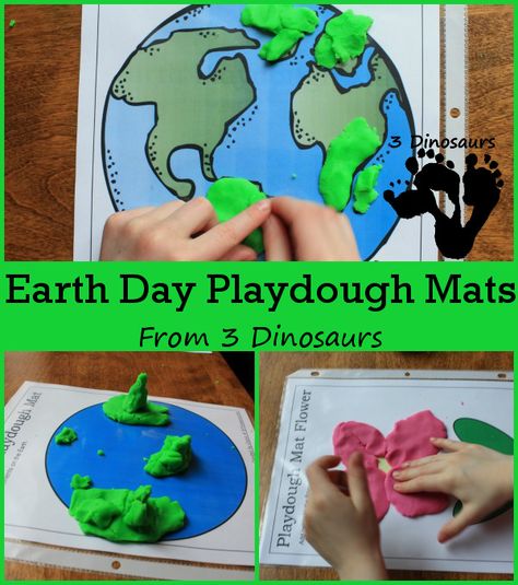 Free Earth Day Playdough Mats - 8 pages with themes Flowers, Trees, Earth, and Recycle Bins - 3Dinosaurs.com Earth Day Playdough, Playdoh Tray, Recycle Bins, Playdoh Mats, Earth Week, 3 Dinosaurs, Earth Day Crafts, Playdough Mats, Earth Day Activities