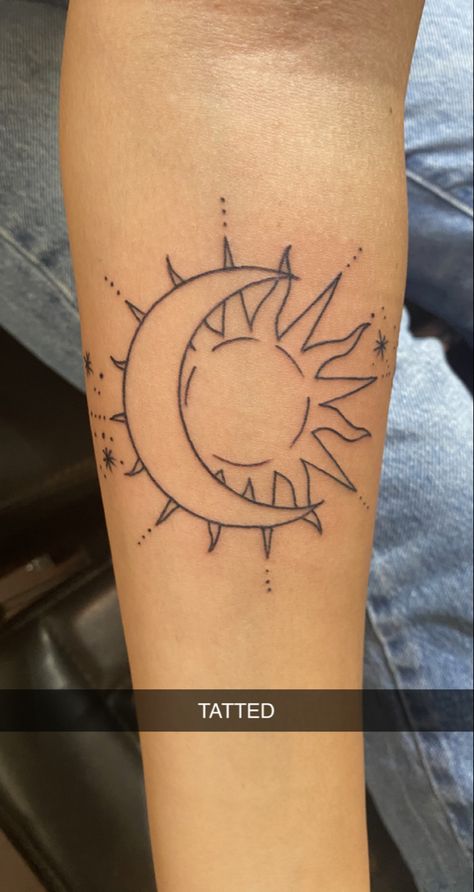 Sun And Moon Tattoo Women, Sun And Moon Tattoo No Face, Moon Tattoo Black Women, Sun And Moon Tattoo Placement Ideas, Sun And Moon Tattoo Designs For Women, Sun And Moon Hip Tattoo, Sum And Moon Tattoo, Sun And Moon Tattoo Arm, Sun And Moon Tattoo Shoulder