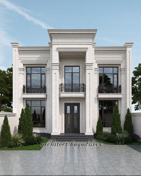 Classic Villa Design, Villa Exterior Design, Neoclassical House, Commercial Design Exterior, Facade Architecture Design, Classic House Exterior, Classic House Design, Neoclassical Architecture, Architectural Design House Plans