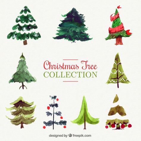 Collection of watercolor christmas trees. Download thousands of free vectors on Freepik, the finder with more than a million free graphic resources Trees Clipart, Tree Watercolor Painting, Christmas Tree Collection, New Years Tree, Christmas Tree Clipart, Watercolor Christmas Tree, Tree Icon, Christmas Doodles, Winter Watercolor