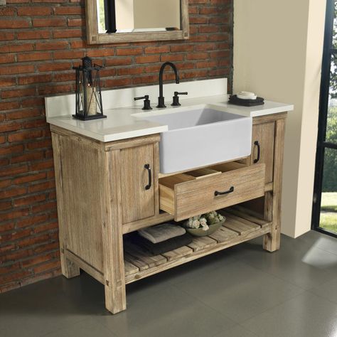 Fairmont Designs 1507-FV48 Napa 48" Bathroom Vanity | QualityBath.com Free Standing Bathroom Vanity, Makeup Vanity In Bathroom, Standing Bathroom Vanity, Farmhouse Vanity, Bathroom Vanity Designs, Farmhouse Bathroom Vanity, Rustic Bathroom Vanities, Vanity Design, Vintage Bathroom