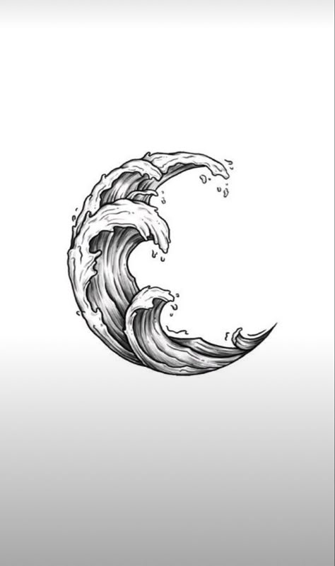 Water Tattoo Designs Ocean Waves, Yin Yang Wave Tattoo, Sea Wave Tattoo Design, Wave And Rock Tattoo, Black And White Water Tattoo, Tide Tattoo Ocean, Black And White Ocean Tattoo, Survival Of The Fittest Tattoo, Ocean Tattoos For Men