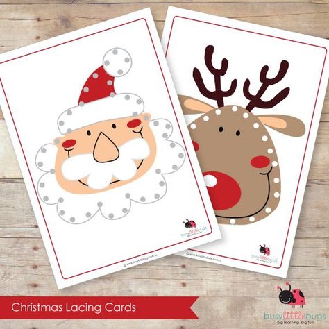 Set of 9 lovely Lacing Cards by Busy Little Bugs! Christmas Lesson, Lacing Cards, Preschool Fine Motor, Sewing Cards, Christmas Week, Winter Preschool, Operation Christmas Child, Christmas School, Christmas Activities For Kids