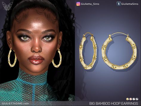 Sims 4 Piercings, Sims 4 Cc Eyes, The Sims 4 Skin, African Goddess, Free Sims 4, Bamboo Hoop Earrings, Sims 4 Body Mods, Tumblr Sims 4, Sims 4 Cc Folder